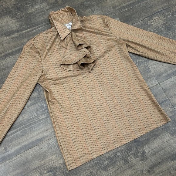 Vintage Devon Women Pullover Blouse Shirt Size Medium 70s 80s Ruffle USA Made - Picture 3 of 7